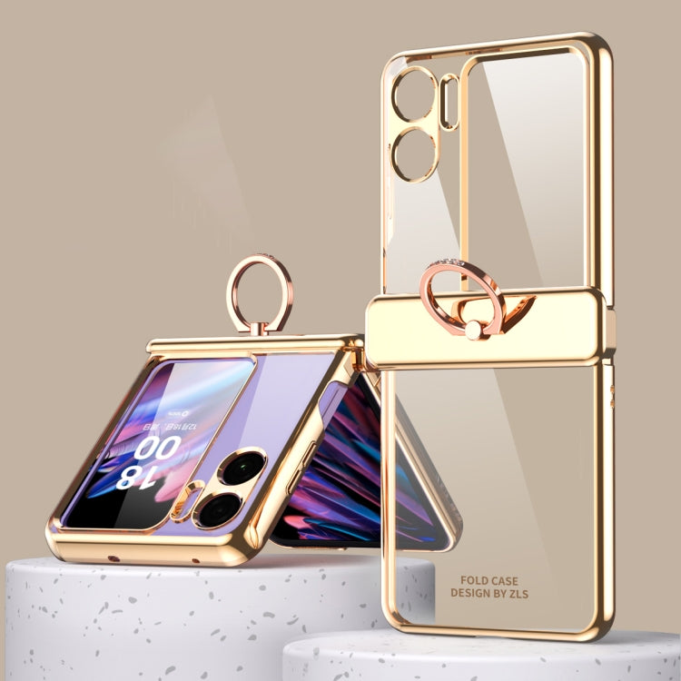 For OPPO Find N2 Flip Electroplating Frame Ring Transparent Phone Case with Protective Film