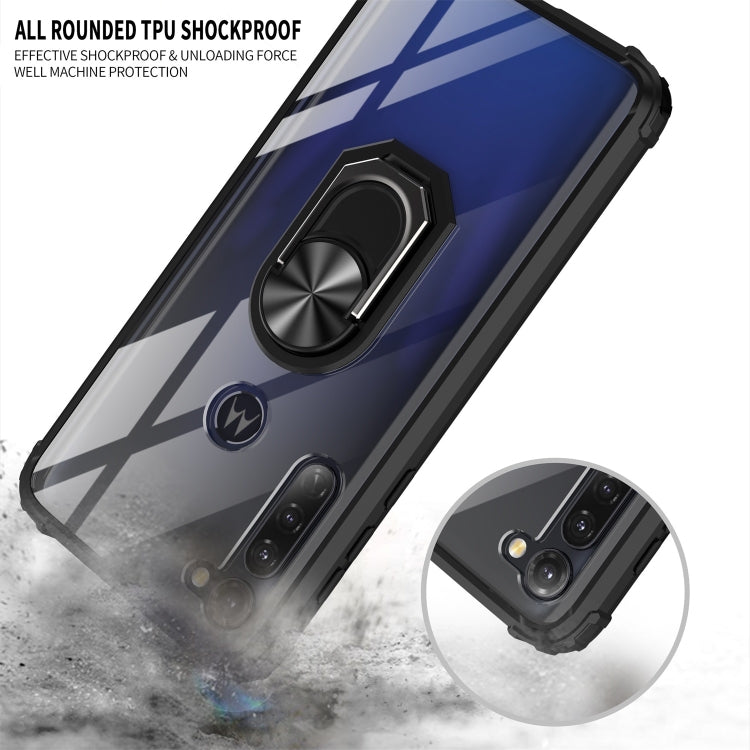 For LG G Stylus Shockproof Transparent TPU + Acrylic Case with Ring Holder