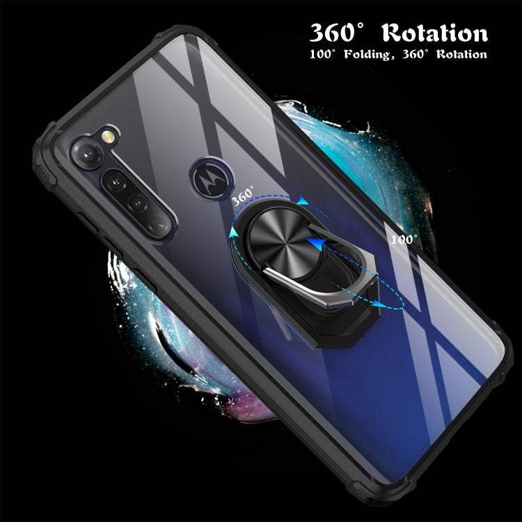 For LG G Stylus Shockproof Transparent TPU + Acrylic Case with Ring Holder