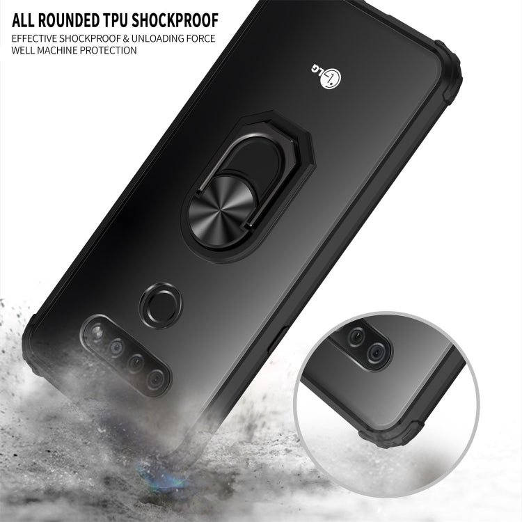 For LG K51 Shockproof Transparent TPU + Acrylic Case with Ring Holder