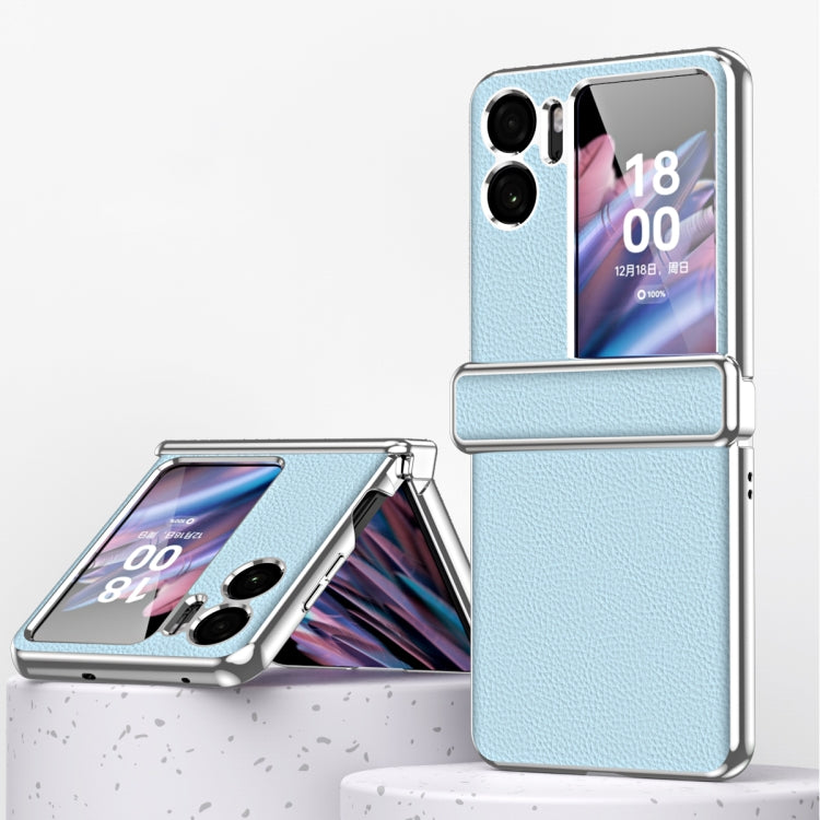 For OPPO Find N2 Flip Litchi Pattern Electroplating Frame Magnetic Phone Case with Protective Film