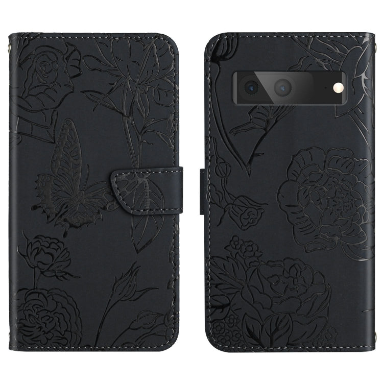 For Google Pixel 7A Skin Feel Butterfly Peony Embossed Leather Phone Case