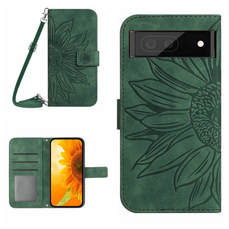 For Google Pixel 7A Skin Feel Sun Flower Pattern Flip Leather Phone Case with Lanyard