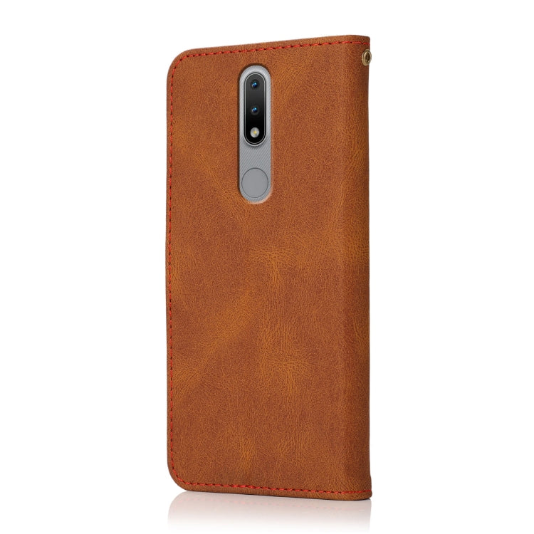 For Nokia 2.4 Dual-color Stitching Leather Phone Case