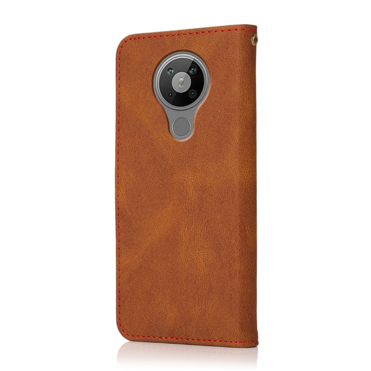 For Nokia 5.3 Dual-color Stitching Leather Phone Case