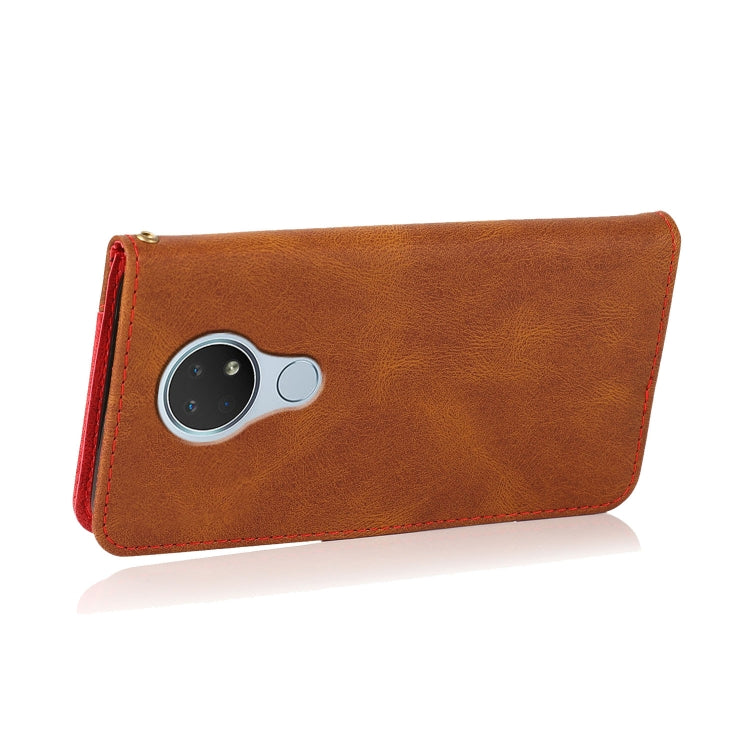 For Nokia 6.2 / 7.2 Dual-color Stitching Leather Phone Case
