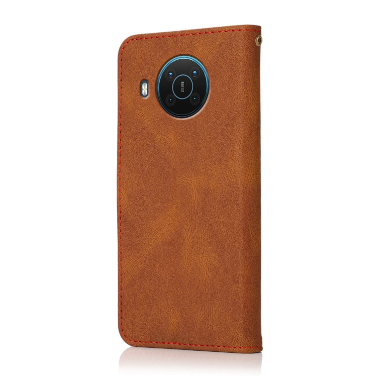 For Nokia X10 / X20 Dual-color Stitching Leather Phone Case