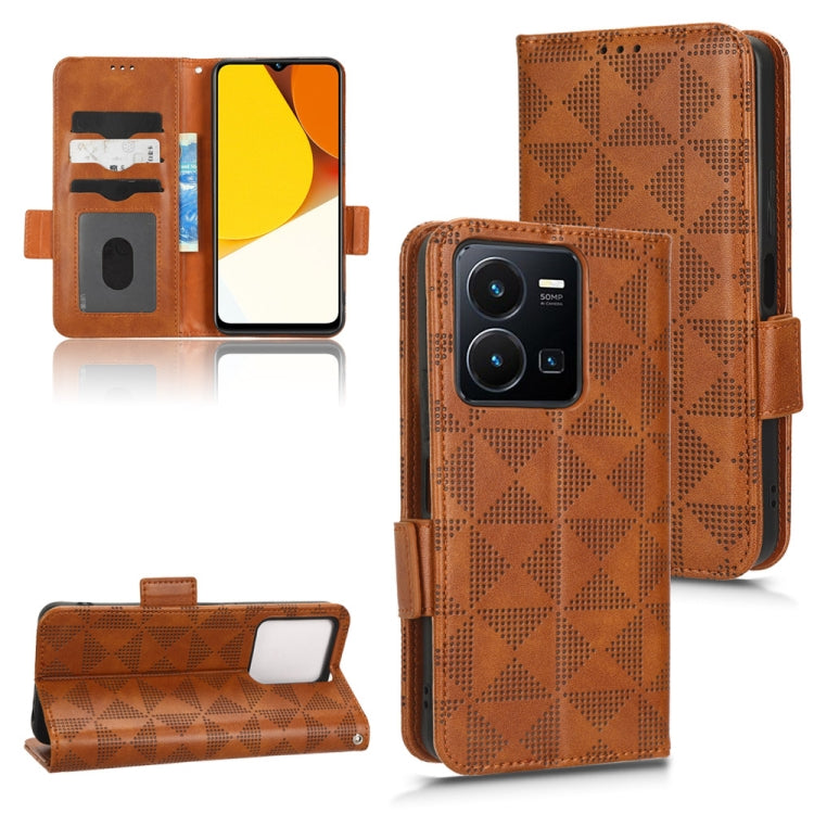 For vivo Y35 4G Symmetrical Triangle Leather Phone Case
