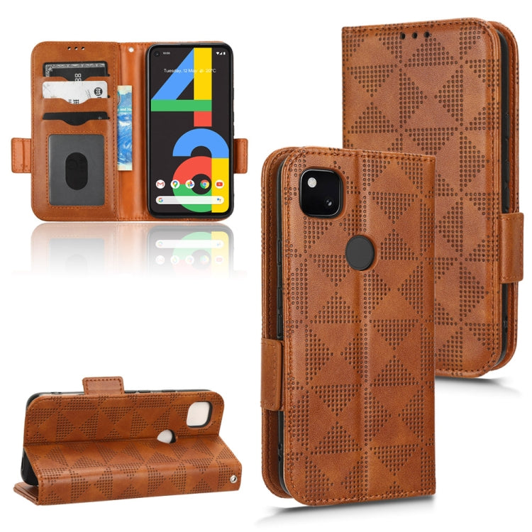 For Google Pixel 4a 4G Symmetrical Triangle Leather Phone Case