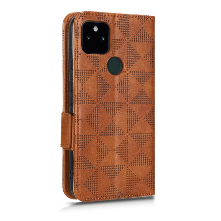 For Google Pixel 5a 5G Symmetrical Triangle Leather Phone Case