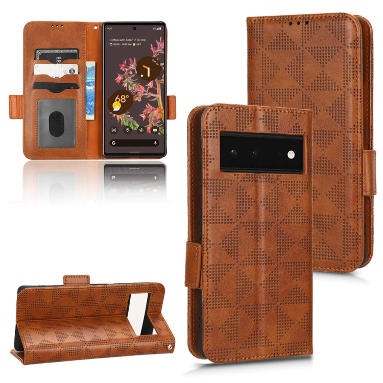 For Google Pixel 6 Symmetrical Triangle Leather Phone Case