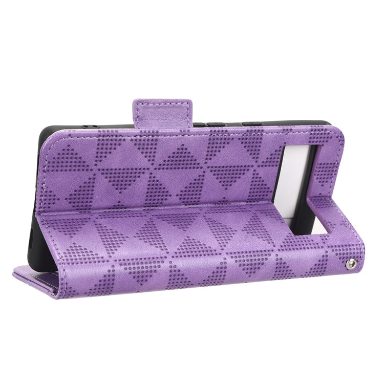 For Google Pixel 7a Symmetrical Triangle Leather Phone Case