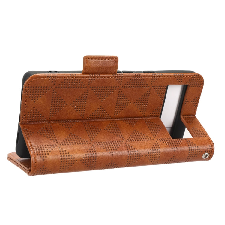 For Google Pixel 7a Symmetrical Triangle Leather Phone Case
