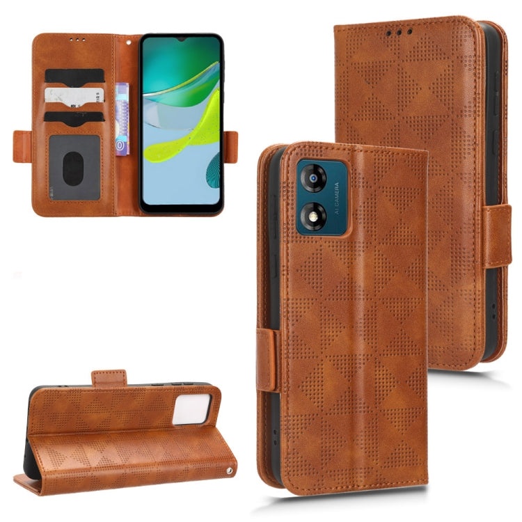 For Motorola Moto E13 4G Symmetrical Triangle Leather Phone Case