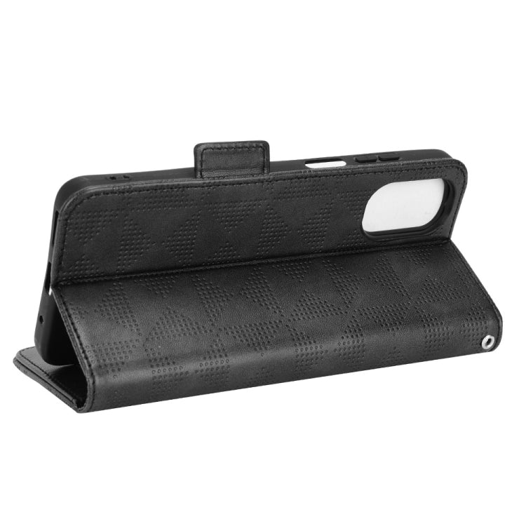 For Motorola Moto E32 4G Symmetrical Triangle Leather Phone Case