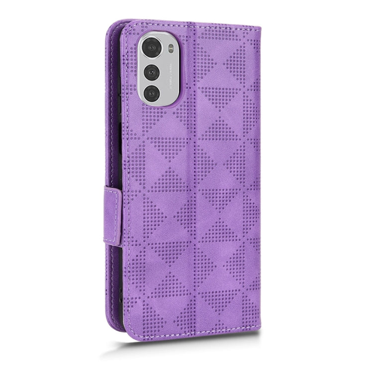 For Motorola Moto E32 4G Symmetrical Triangle Leather Phone Case
