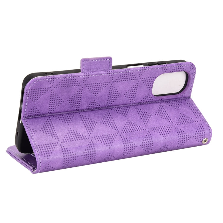 For Motorola Moto E32 4G Symmetrical Triangle Leather Phone Case