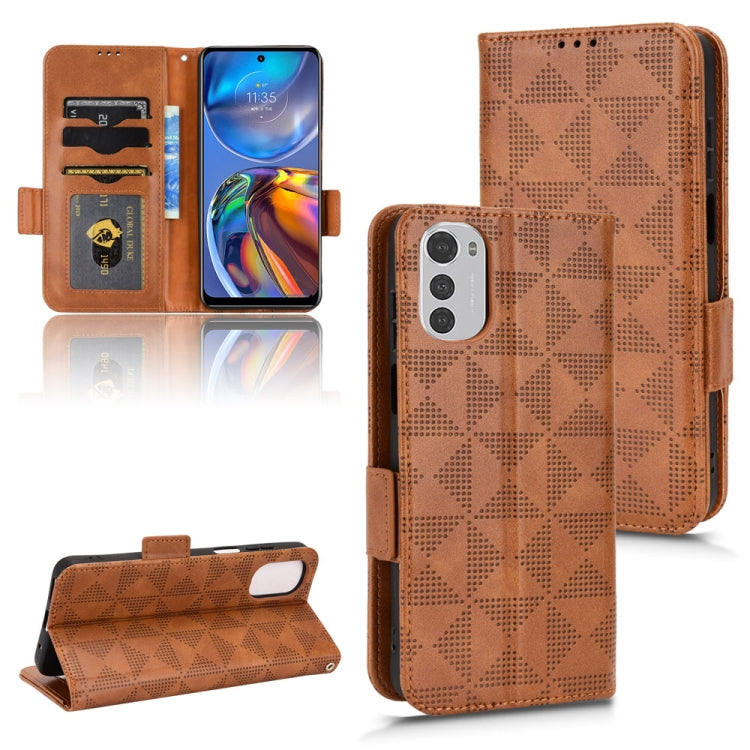 For Motorola Moto E32 4G Symmetrical Triangle Leather Phone Case