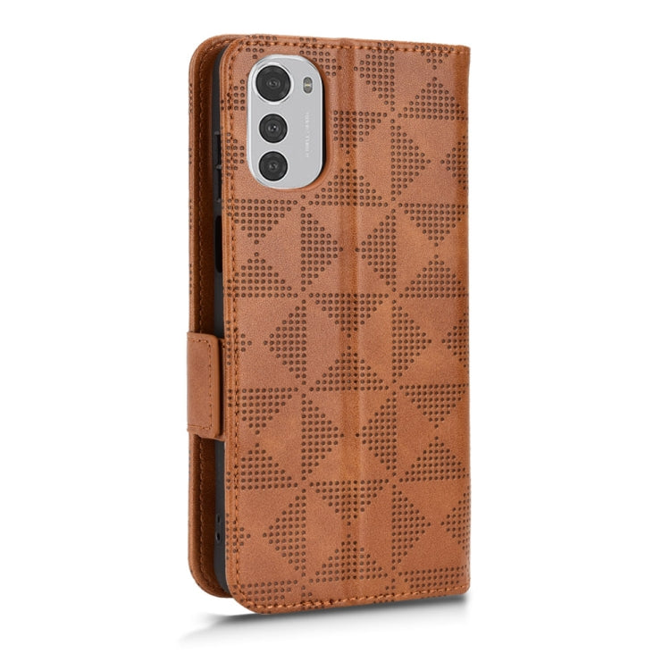 For Motorola Moto E32 4G Symmetrical Triangle Leather Phone Case