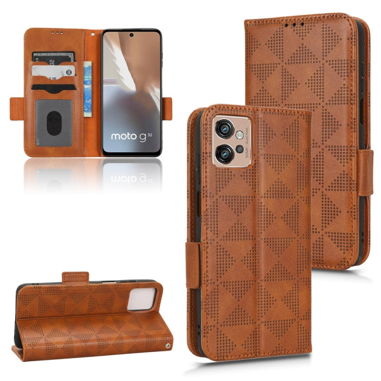 For Motorola Moto G32 Symmetrical Triangle Leather Phone Case