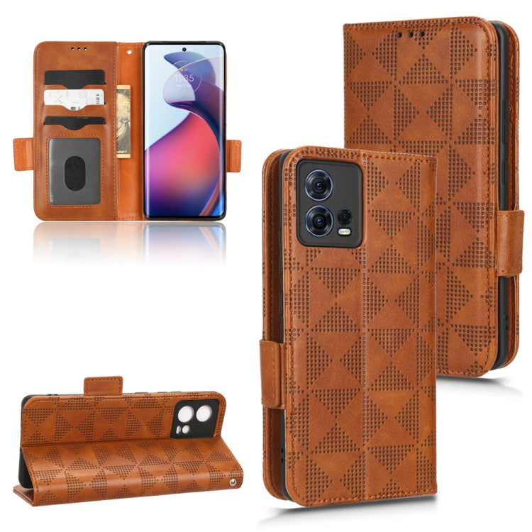 For Motorola Edge 30 Fusion Symmetrical Triangle Leather Phone Case