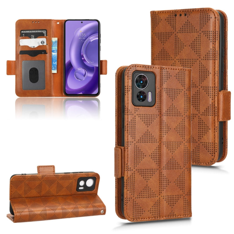 For Motorola Edge 30 Lite Symmetrical Triangle Leather Phone Case