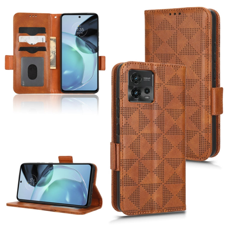 For Motorola Moto G72 4G Symmetrical Triangle Leather Phone Case