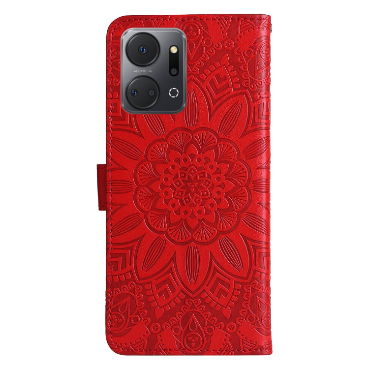 For Honor X7a Embossed Sunflower Leather Phone Case