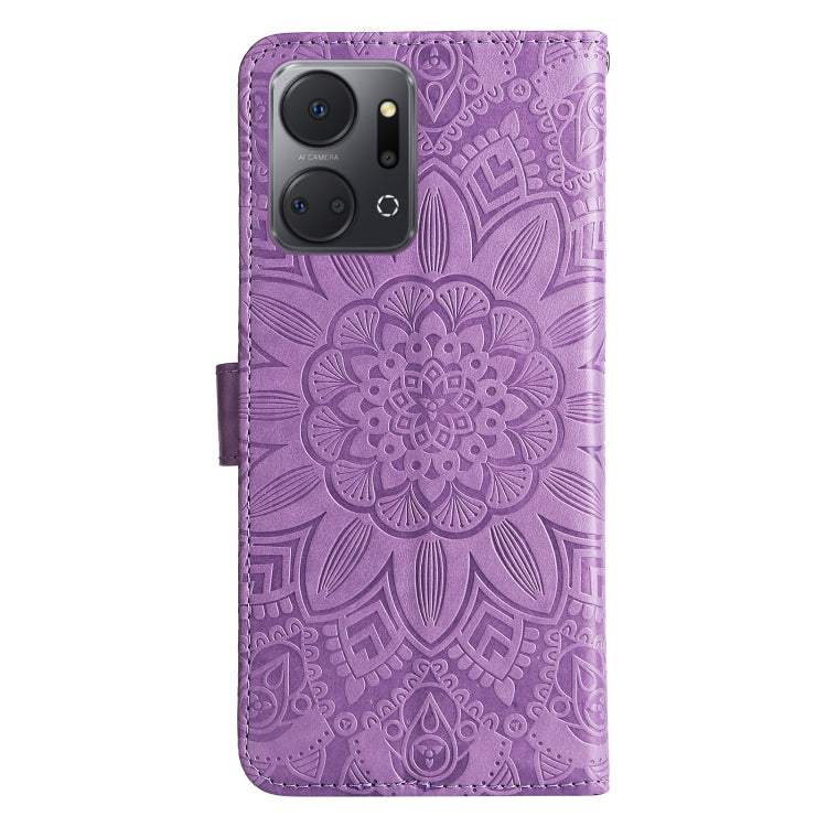 For Honor X7a Embossed Sunflower Leather Phone Case
