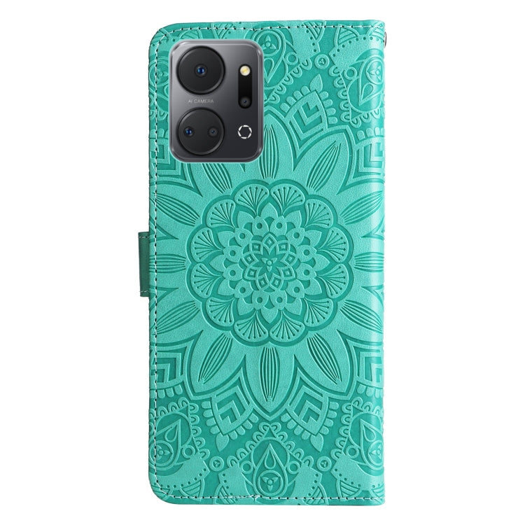 For Honor X7a Embossed Sunflower Leather Phone Case