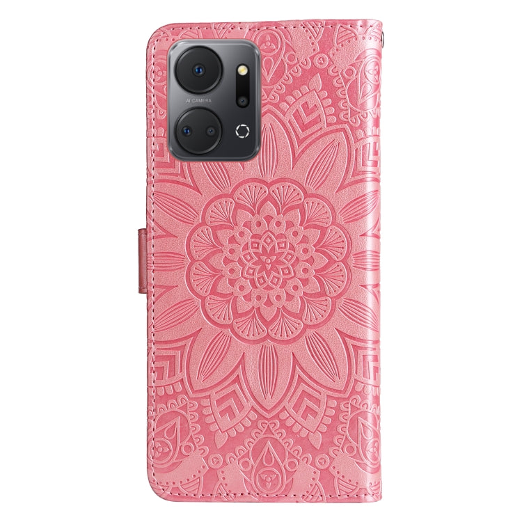 For Honor X7a Embossed Sunflower Leather Phone Case