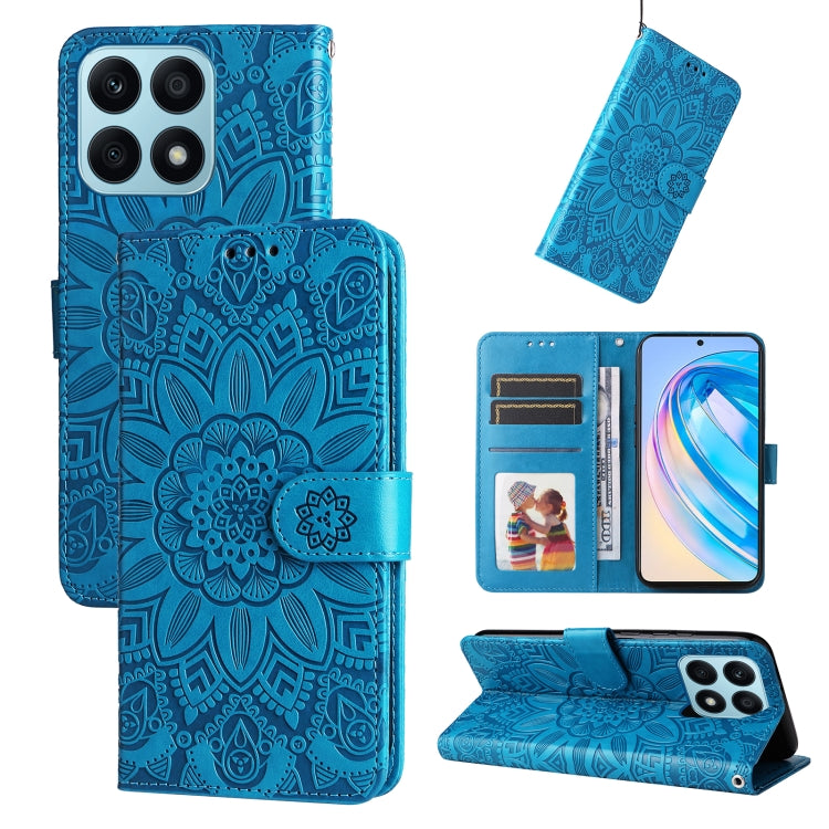 For Honor X8a Embossed Sunflower Leather Phone Case