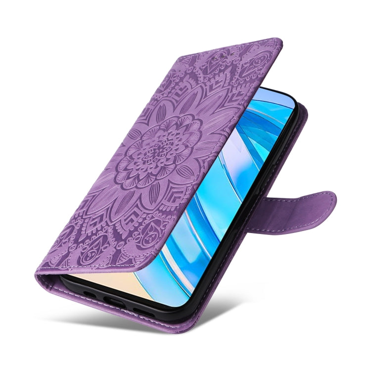 For Honor X8a Embossed Sunflower Leather Phone Case