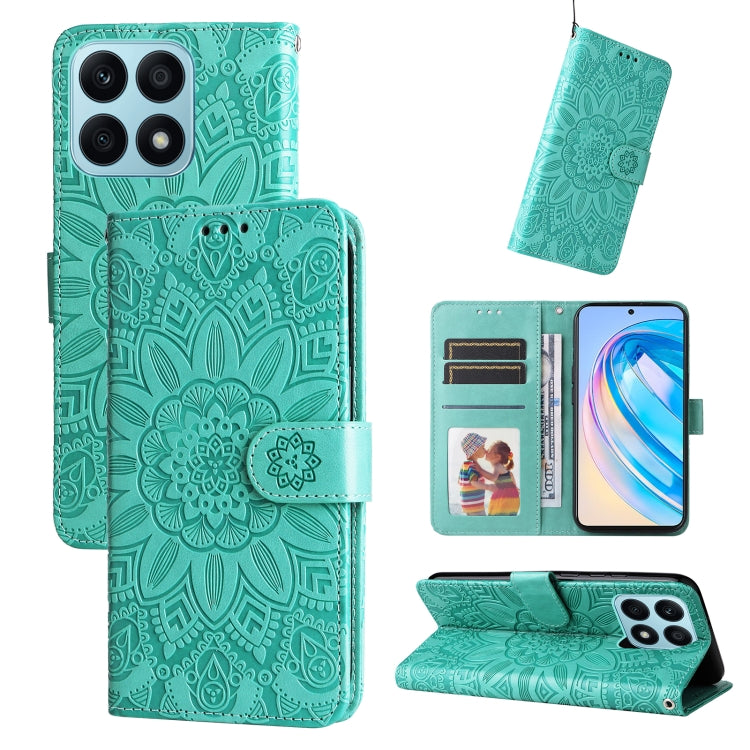 For Honor X8a Embossed Sunflower Leather Phone Case