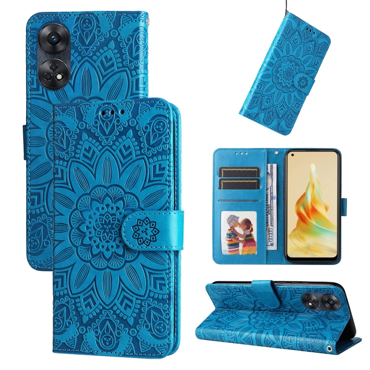 For OPPO Reno8 T 4G Embossed Sunflower Leather Phone Case