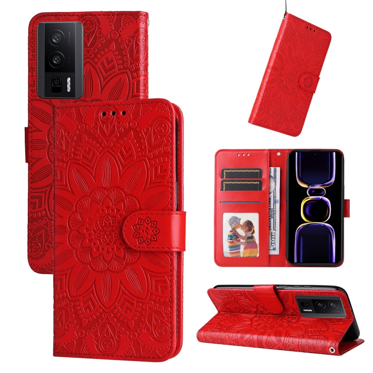 For Xiaomi Redmi K60/K60 Pro Embossed Sunflower Leather Phone Case