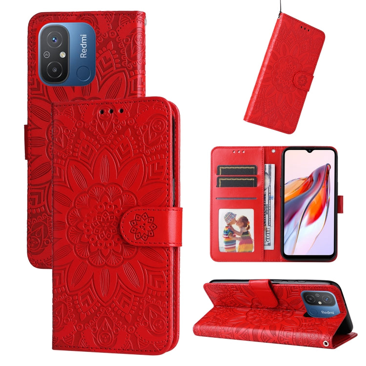 For Xiaomi Redmi 11A 4G/12C Embossed Sunflower Leather Phone Case