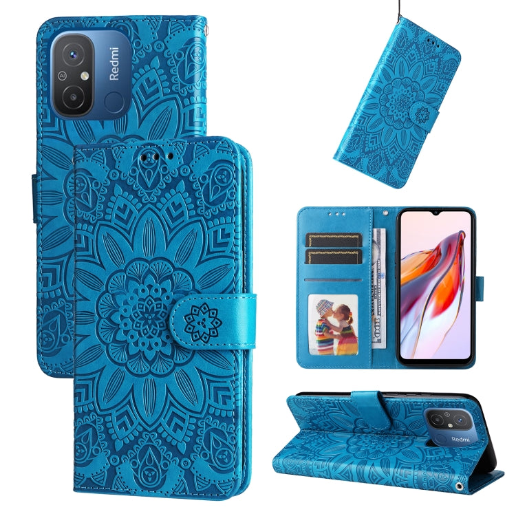 For Xiaomi Redmi 11A 4G/12C Embossed Sunflower Leather Phone Case