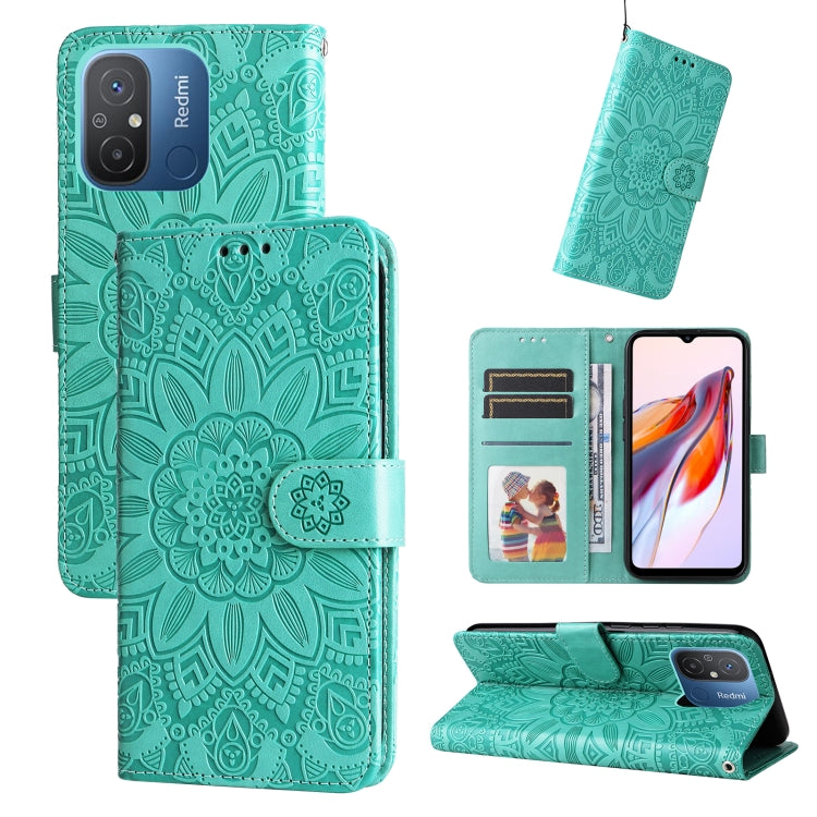 For Xiaomi Redmi 11A 4G/12C Embossed Sunflower Leather Phone Case