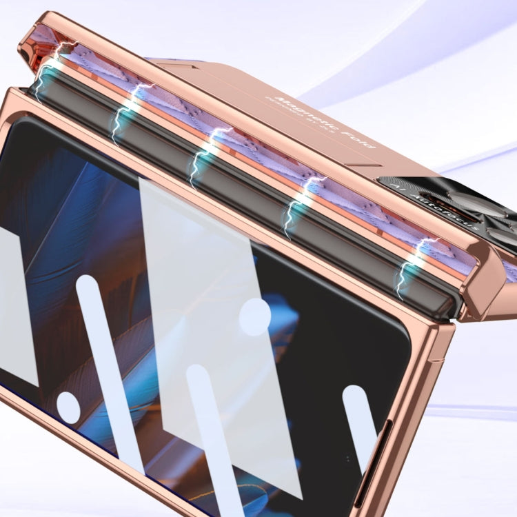 For OPPO Find N2 Rhombus Pattern Electroplated Plain Leather Phone Case with Pen Slot