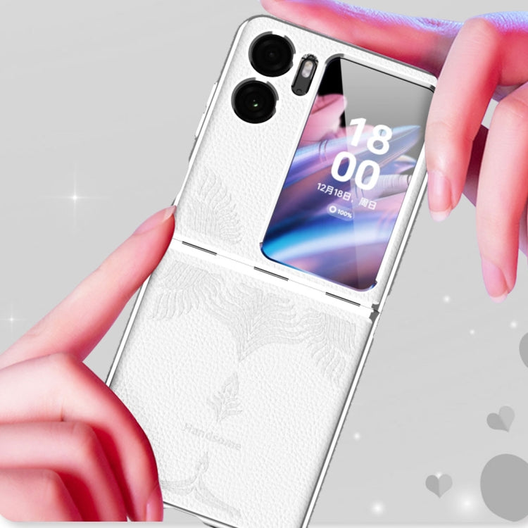 For OPPO Find N2 Flip Litchi Pattern Electroplating Frame Embossed Phone Case