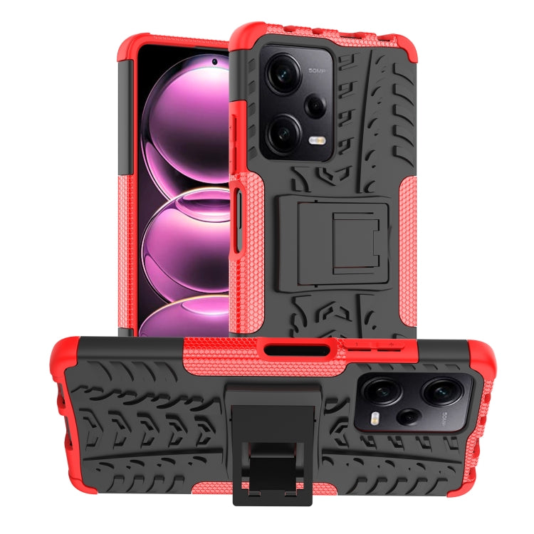 For Xiaomi Redmi Note 12 Pro 5G Tire Texture TPU + PC Phone Case with Holder