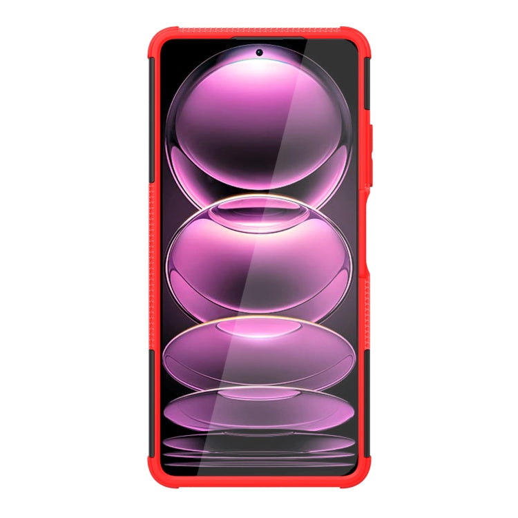 For Xiaomi Redmi Note 12 Pro 5G Tire Texture TPU + PC Phone Case with Holder