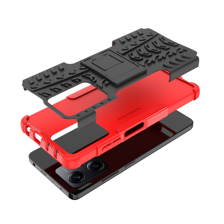 For Xiaomi Redmi Note 12 Pro 5G Tire Texture TPU + PC Phone Case with Holder