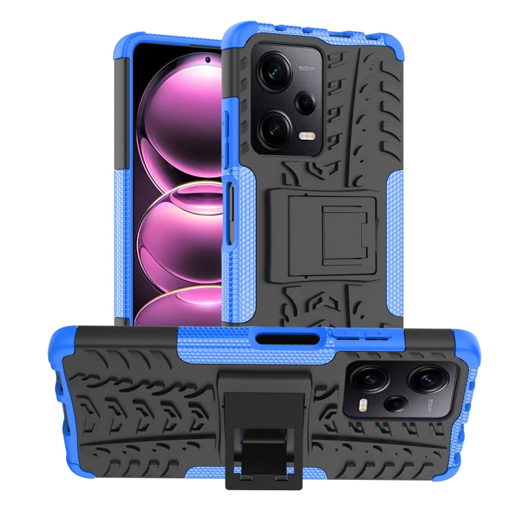 For Xiaomi Redmi Note 12 Pro 5G Tire Texture TPU + PC Phone Case with Holder