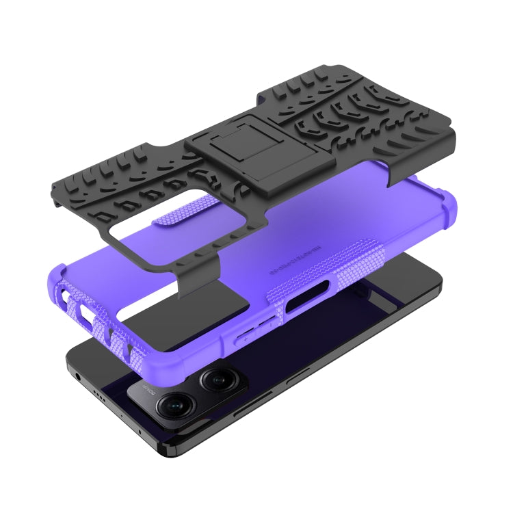 For Xiaomi Redmi Note 12 Pro 5G Tire Texture TPU + PC Phone Case with Holder