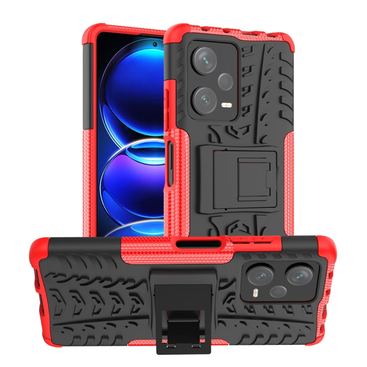 For Xiaomi Redmi Note 12 Pro+ 5G Tire Texture TPU + PC Phone Case with Holder