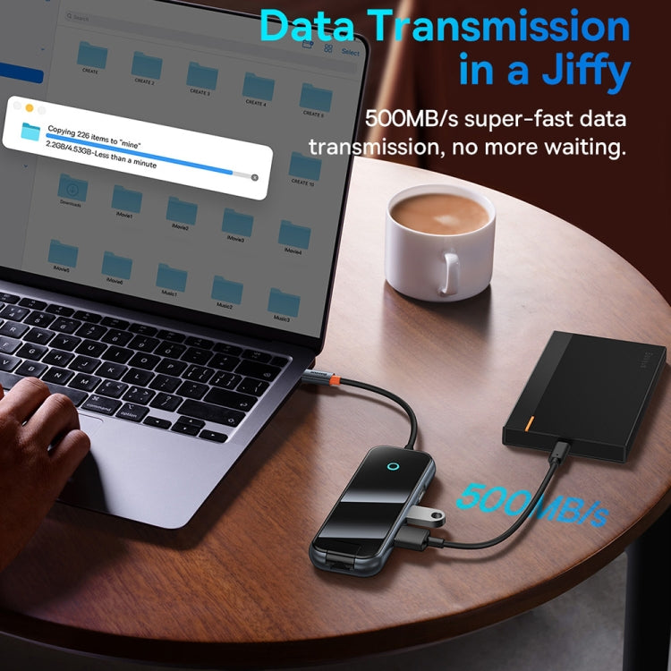 Baseus Extreme II WKJZ010613 8 in 1 USB-C / Type-C to USB3.0x2+USB2.0+USB-C / Type-C+HDMI+SD/TF+RJ45 HUB Adapter(Space Grey)
