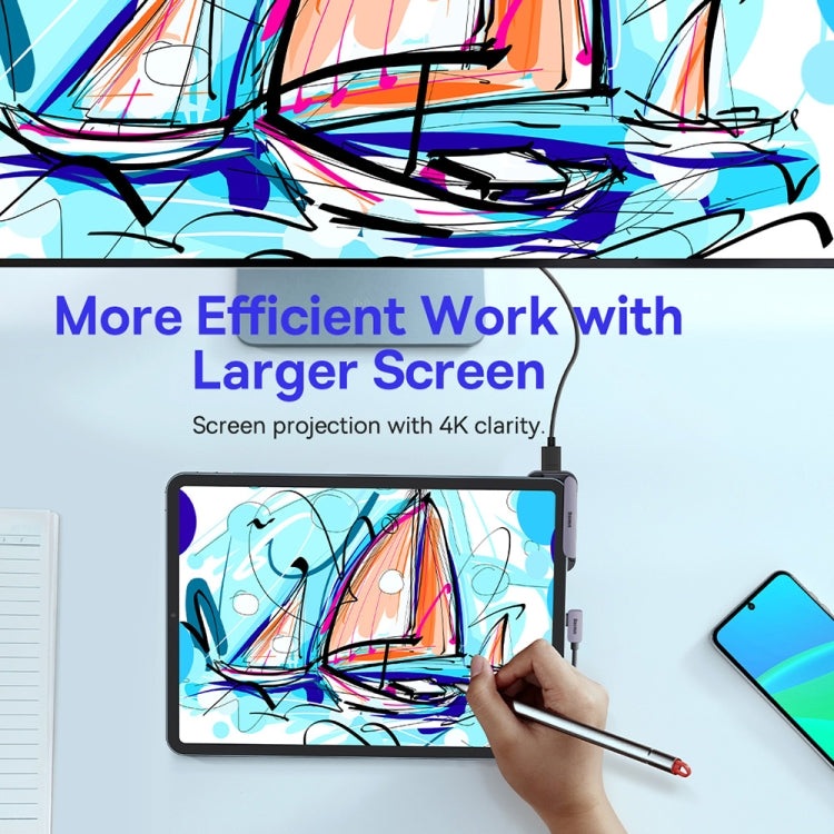 Baseus WKWJ000013 4 in 1 USB-C / Type-C to USB3.0+HDMI+USB-C / Type-C+3.5mm HUB Adapter(Space Grey)