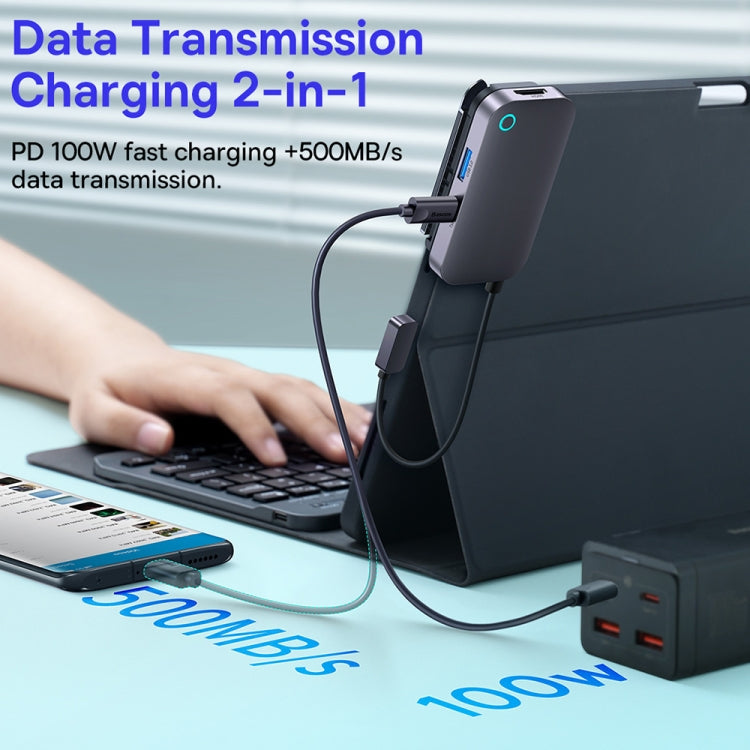 Baseus WKWJ000013 4 in 1 USB-C / Type-C to USB3.0+HDMI+USB-C / Type-C+3.5mm HUB Adapter(Space Grey)
